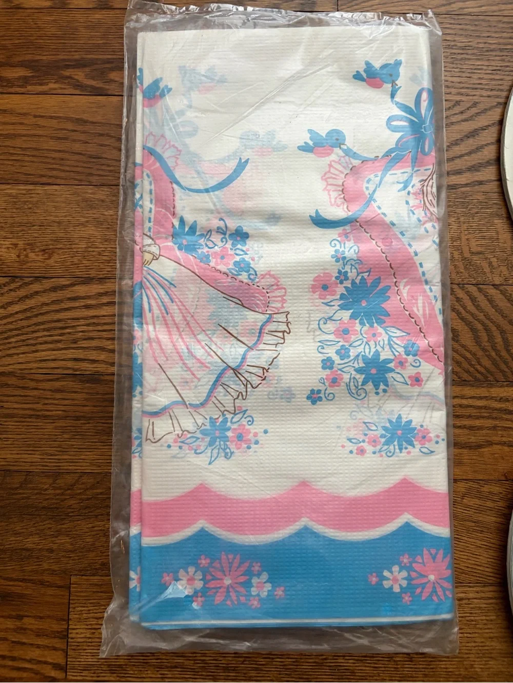 Vintage Amscan Baby Shower Paper Table Cover Plates Unopened Pink Blue White